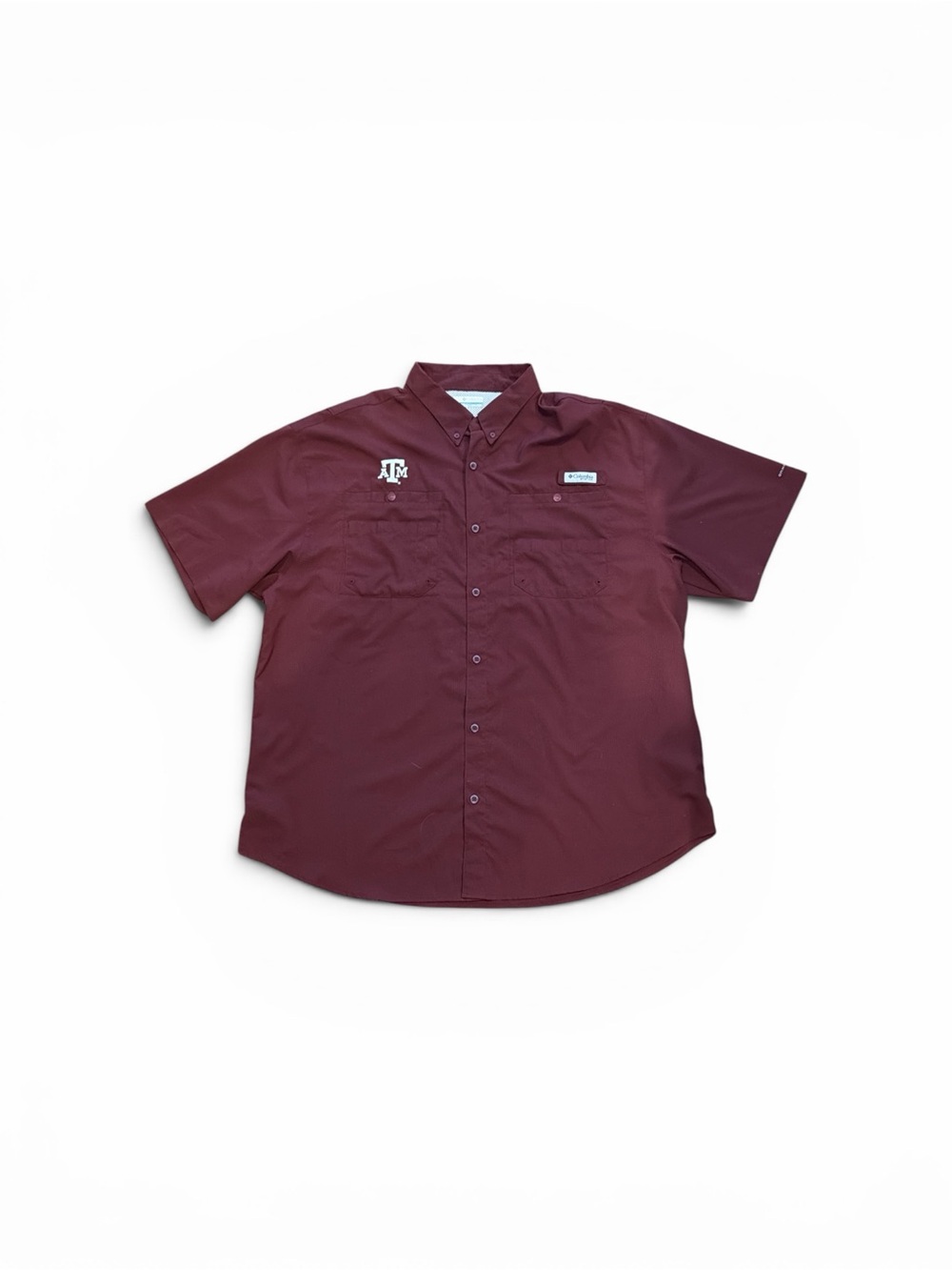 Columbia Maroon ATM Short Sleeve Button-Up Shirt XXL